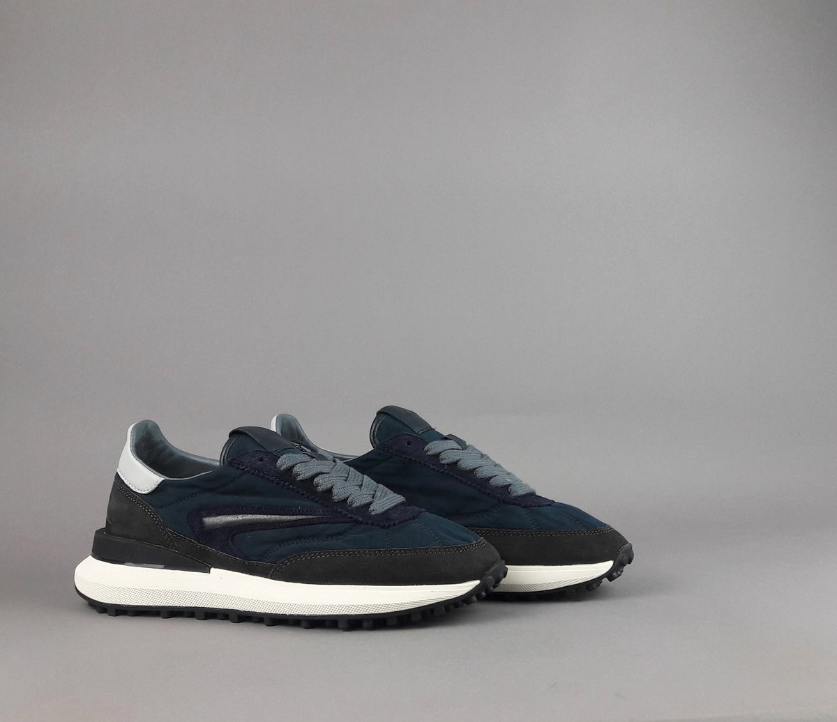 D.A.T.E. Athleta Uomo Camoscio E Tela Blu Scuro