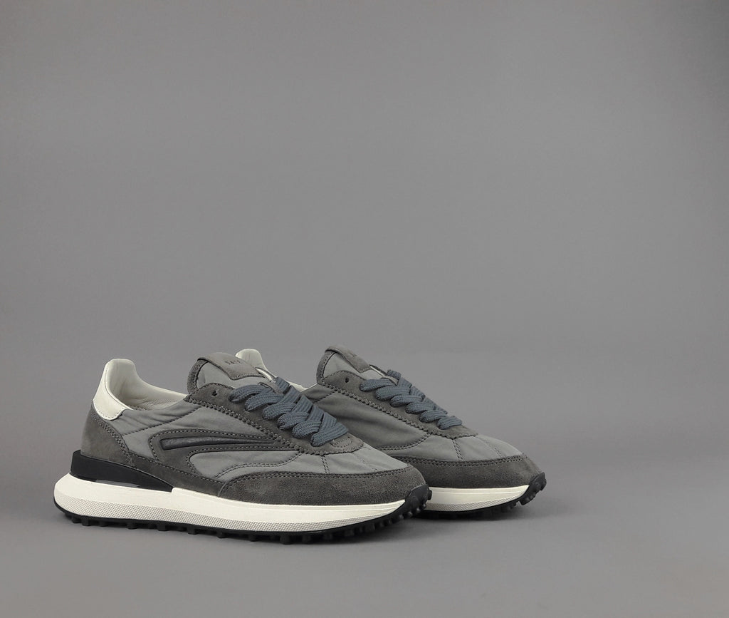 D.A.T.E. Athleta Uomo Camoscio E Tela Grigio Scuro