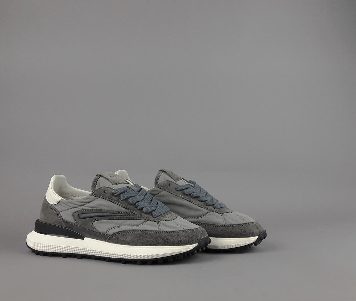 D.A.T.E. Athleta Uomo Camoscio E Tela Grigio Scuro