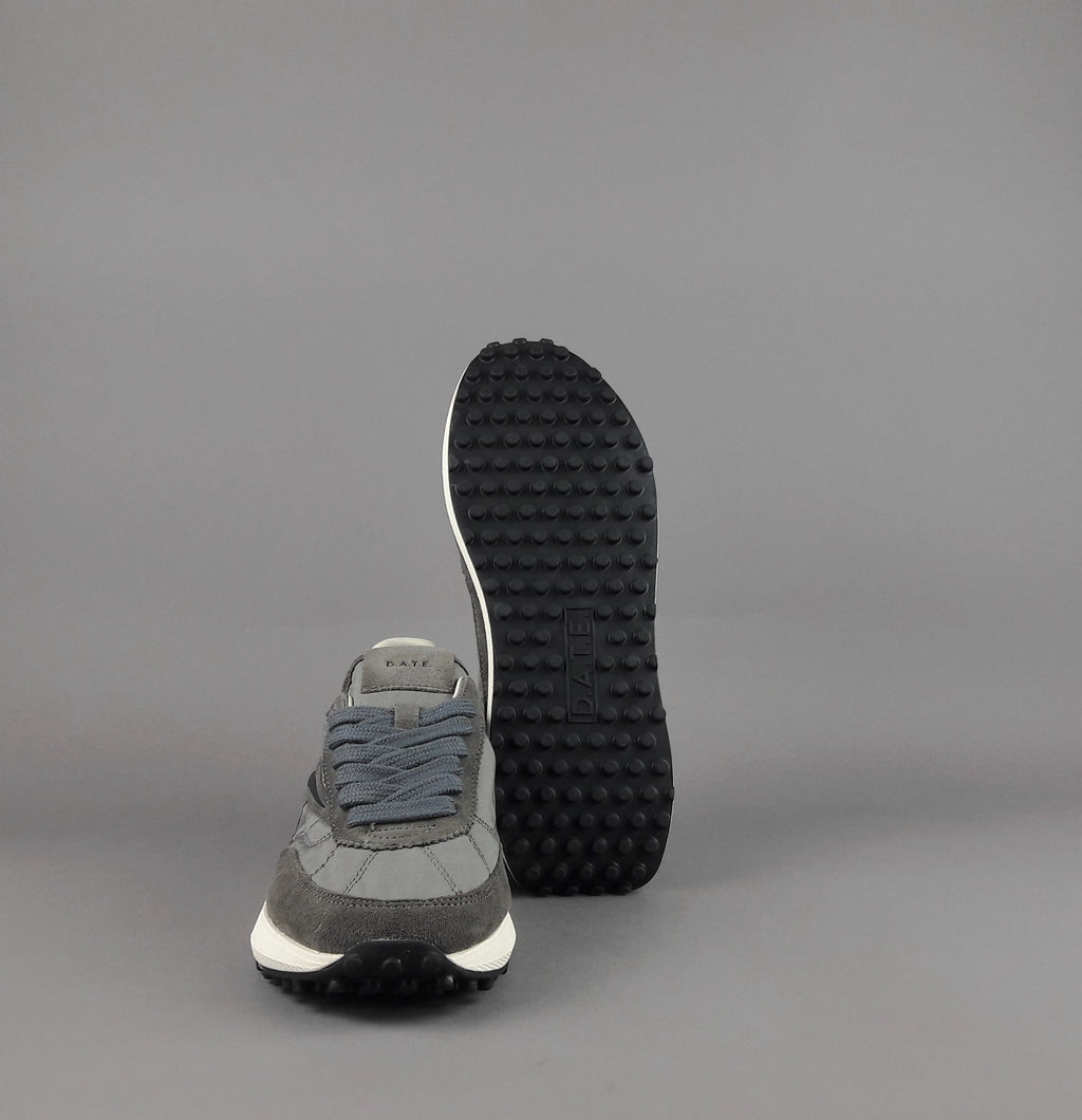 D.A.T.E. Athleta Uomo Camoscio E Tela Grigio Scuro