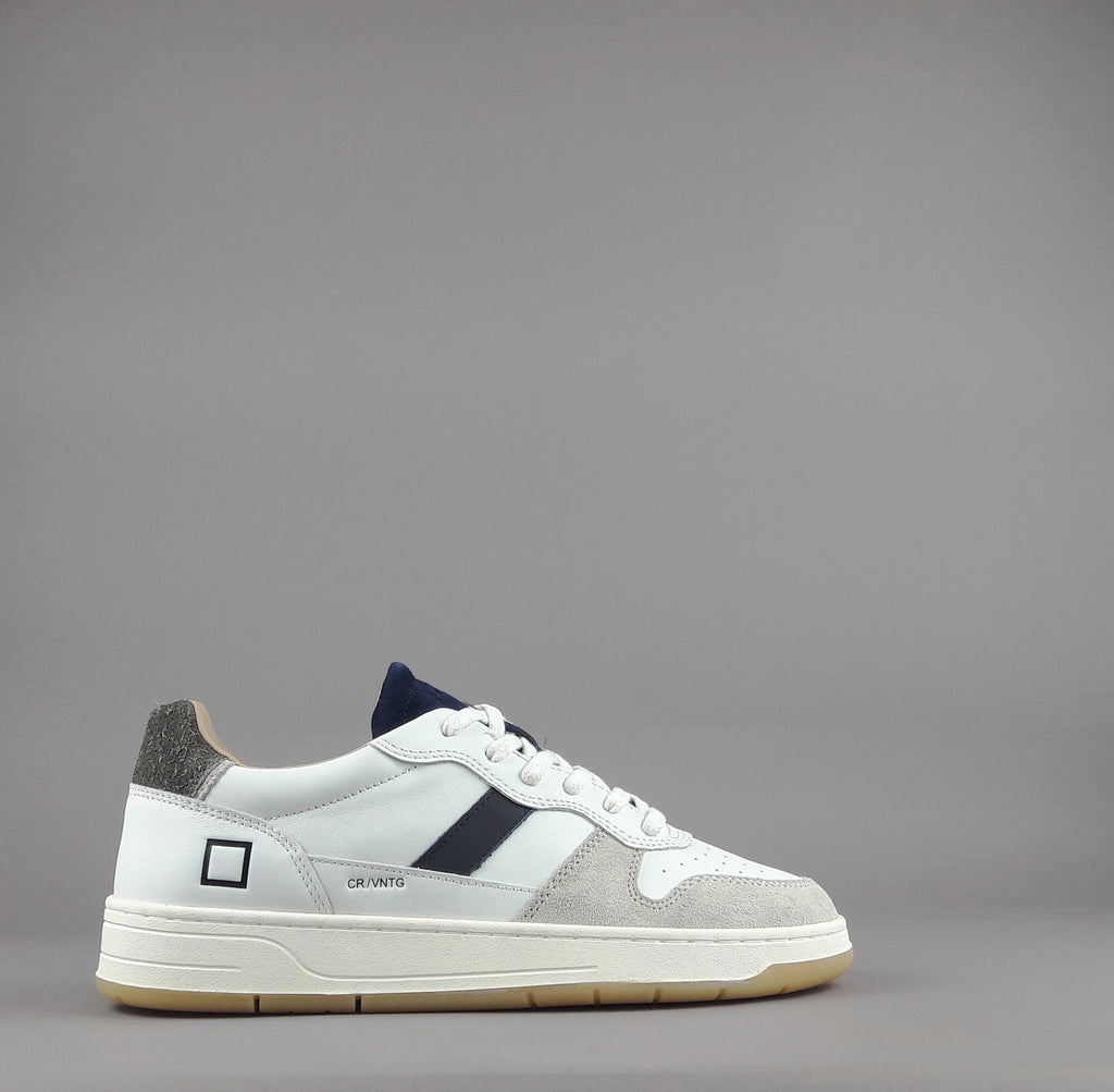 D.A.T.E. Court Uomo Pelle E Camoscio Bianco