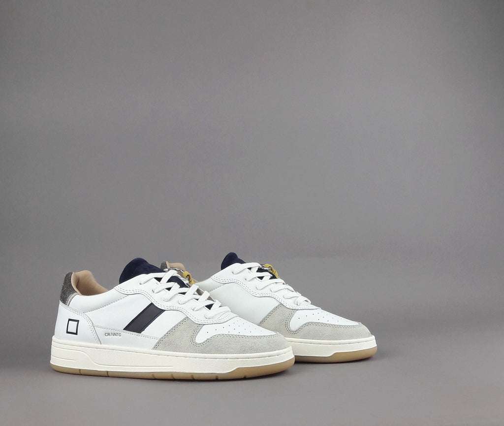 D.A.T.E. Court Uomo Pelle E Camoscio Bianco