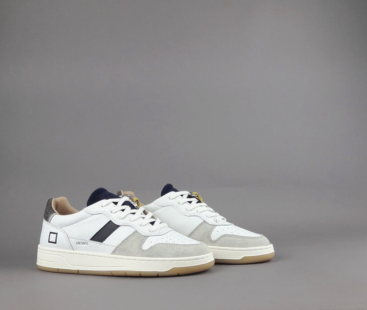 D.A.T.E. Court Uomo Pelle E Camoscio Bianco