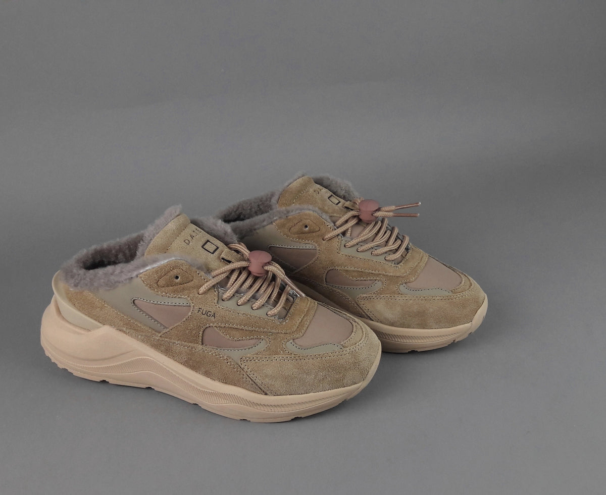 D.A.T.E. Fuga Sneakers Sabot Donna Camoscio E Tela Fango