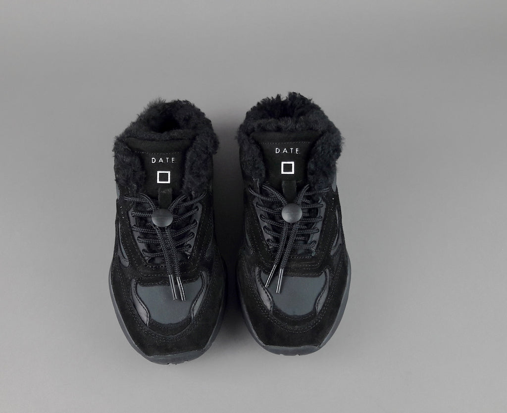 D.A.T.E. Fuga Sneakers Sabot Donna Camoscio E Tela Nero