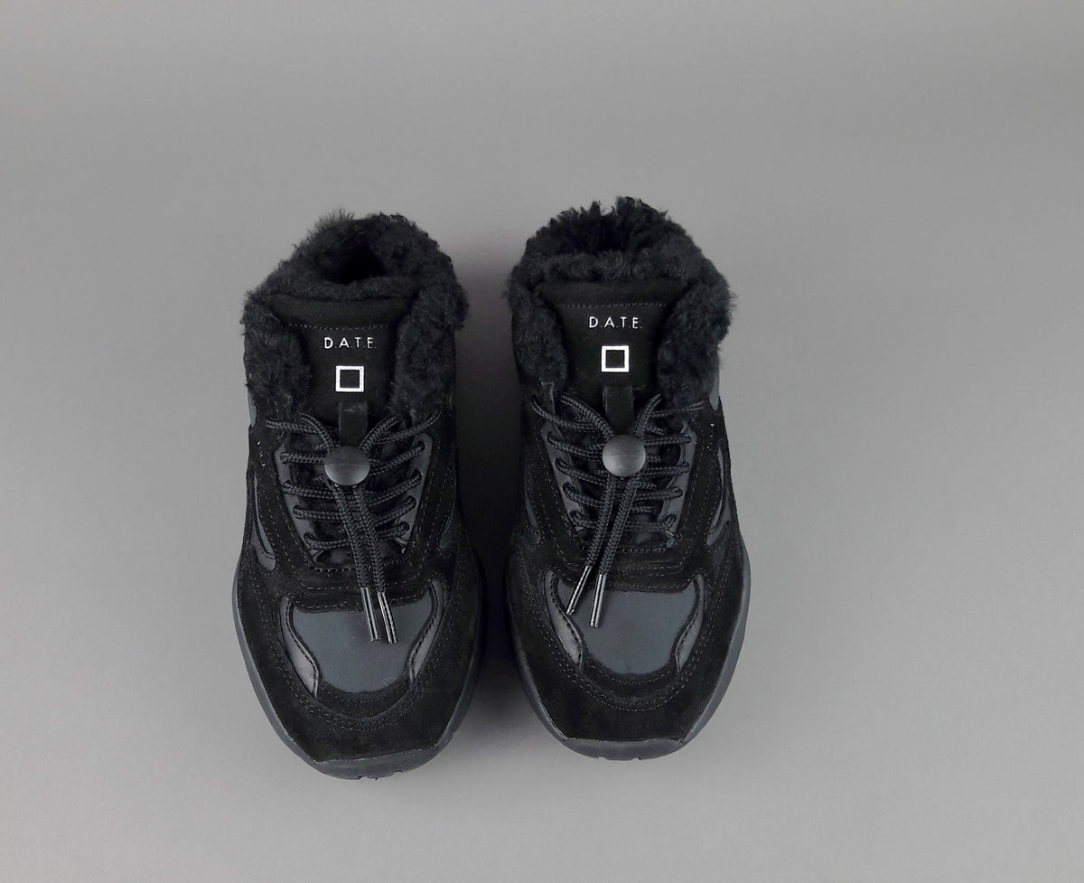 D.A.T.E. Fuga Sneakers Sabot Donna Camoscio E Tela Nero
