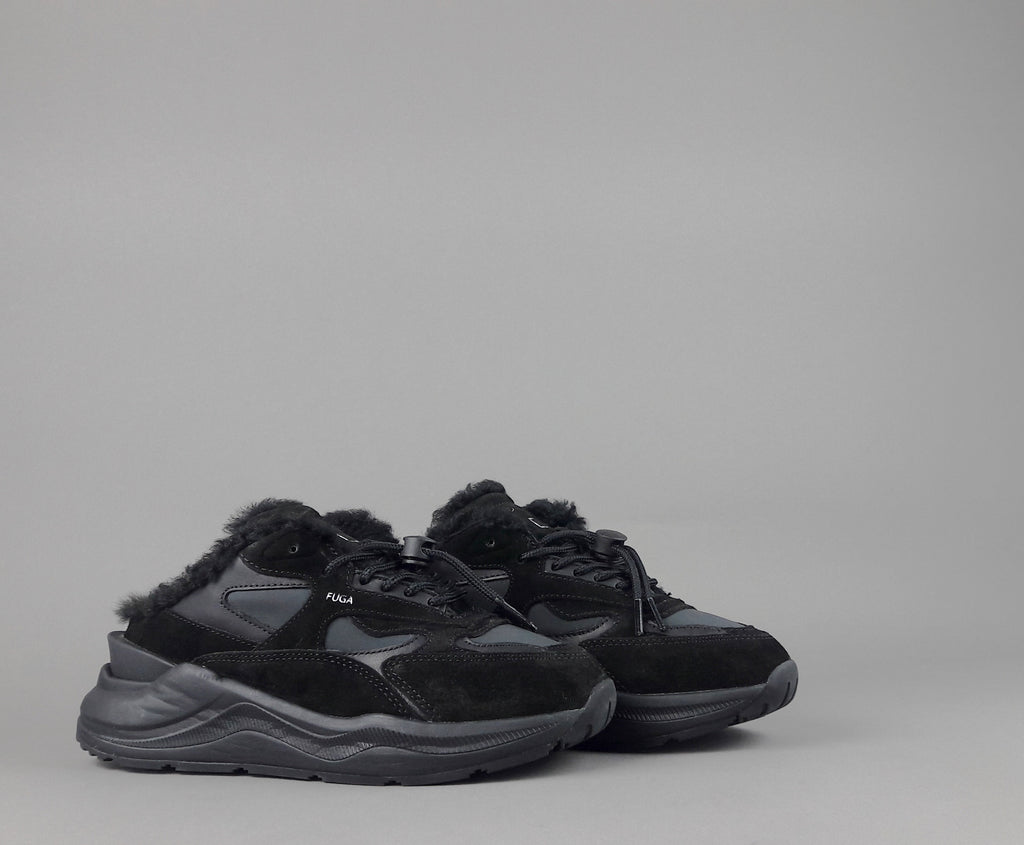 D.A.T.E. Fuga Sneakers Sabot Donna Camoscio E Tela Nero