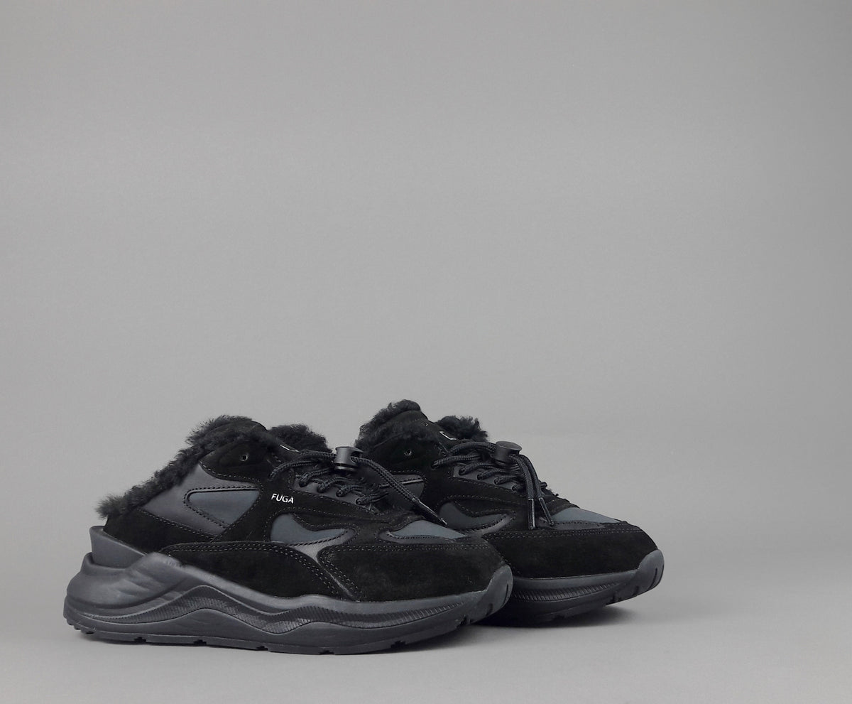 D.A.T.E. Fuga Sneakers Sabot Donna Camoscio E Tela Nero