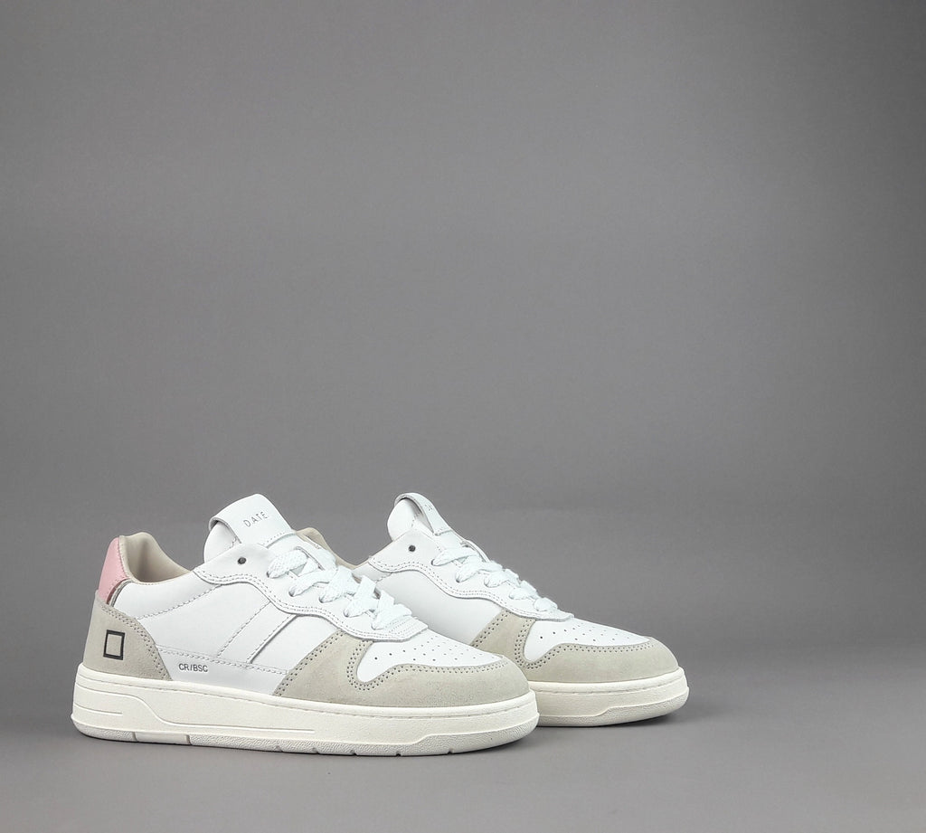 D.A.T.E. Sneakers Court Donna Camoscio e Pelle Ghiaccio / Bianco