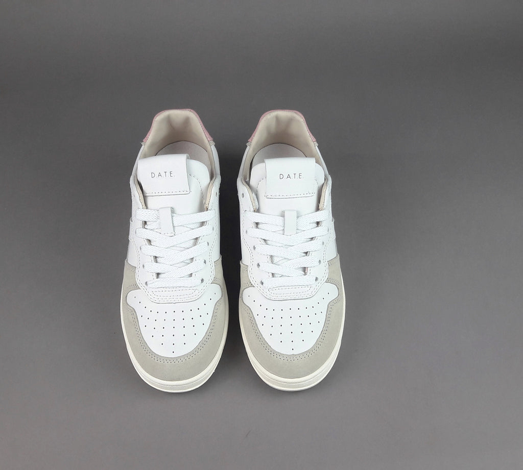 D.A.T.E. Sneakers Court Donna Camoscio e Pelle Ghiaccio / Bianco