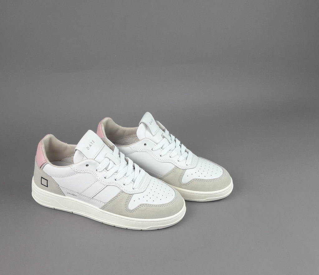D.A.T.E. Sneakers Court Donna Camoscio e Pelle Ghiaccio / Bianco