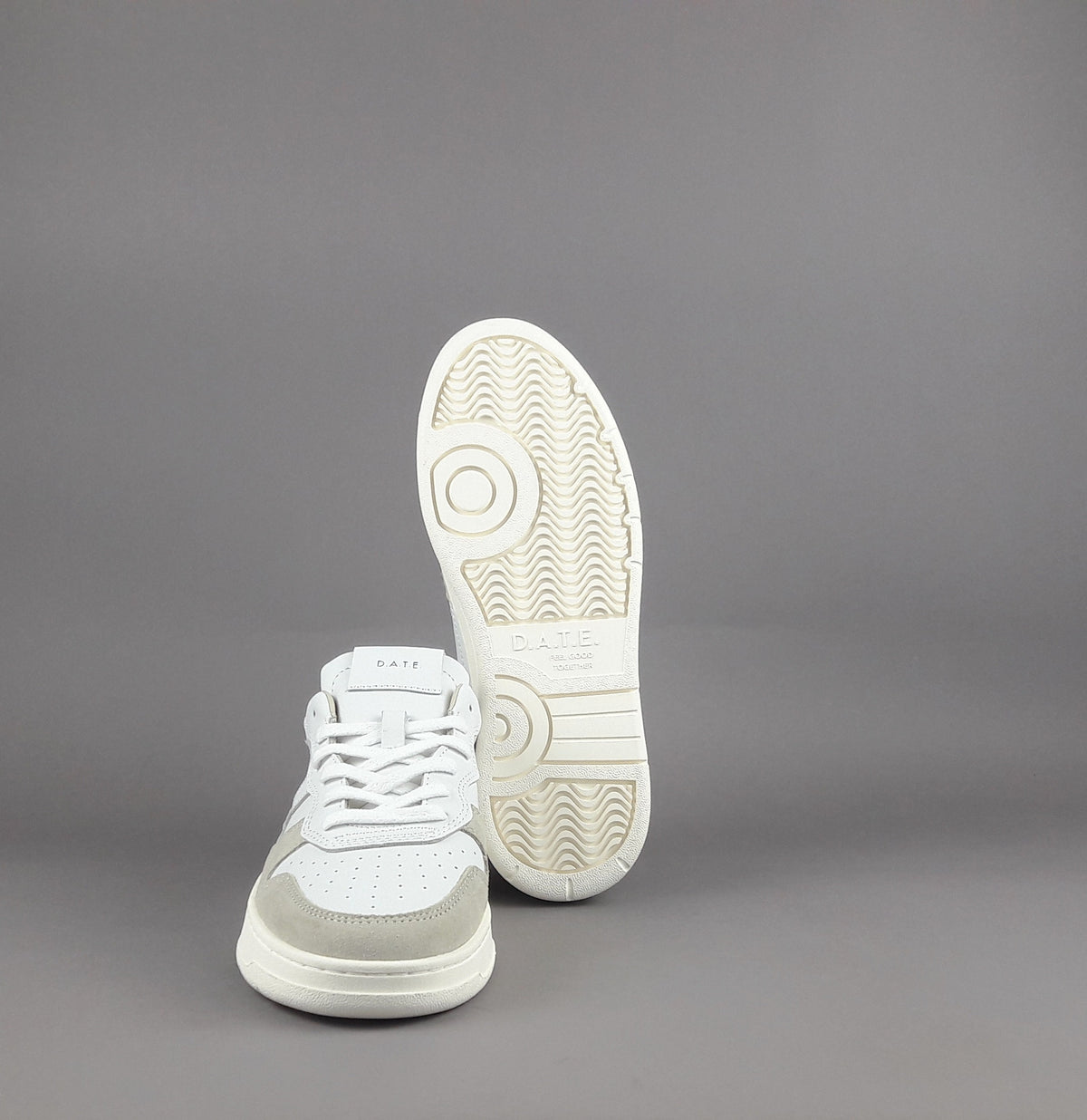 D.A.T.E. Sneakers Court Uomo Pelle Camoscio Bianco Beige