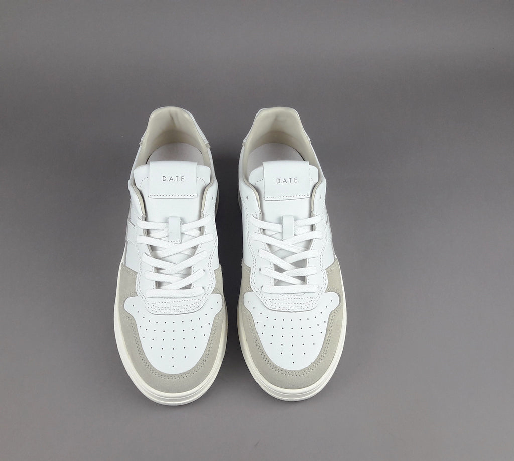 D.A.T.E. Sneakers Court Uomo Pelle Camoscio Bianco Beige