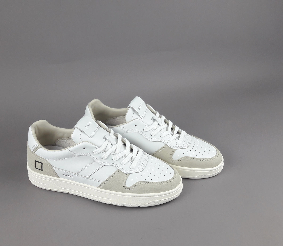 D.A.T.E. Sneakers Court Uomo Pelle Camoscio Bianco Beige