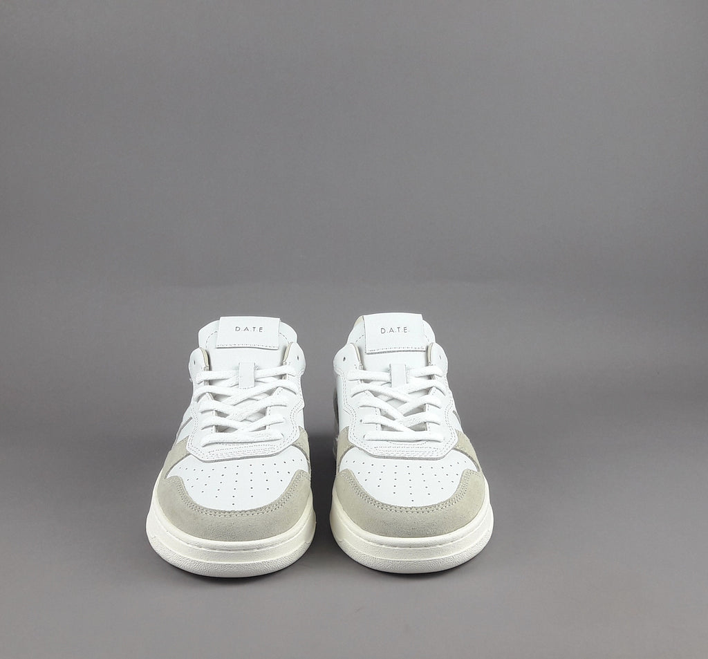 D.A.T.E. Sneakers Court Uomo Pelle Camoscio Bianco Beige