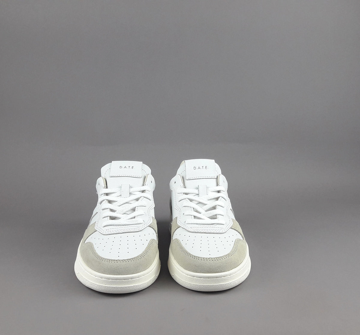 D.A.T.E. Sneakers Court Uomo Pelle Camoscio Bianco Beige