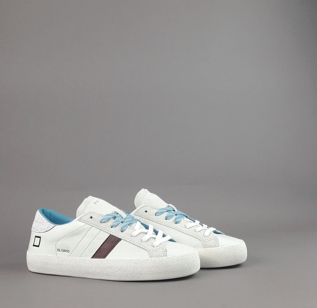 D.A.T.E. Sneakers Hill Low Vint Uomo Pelle Bianco