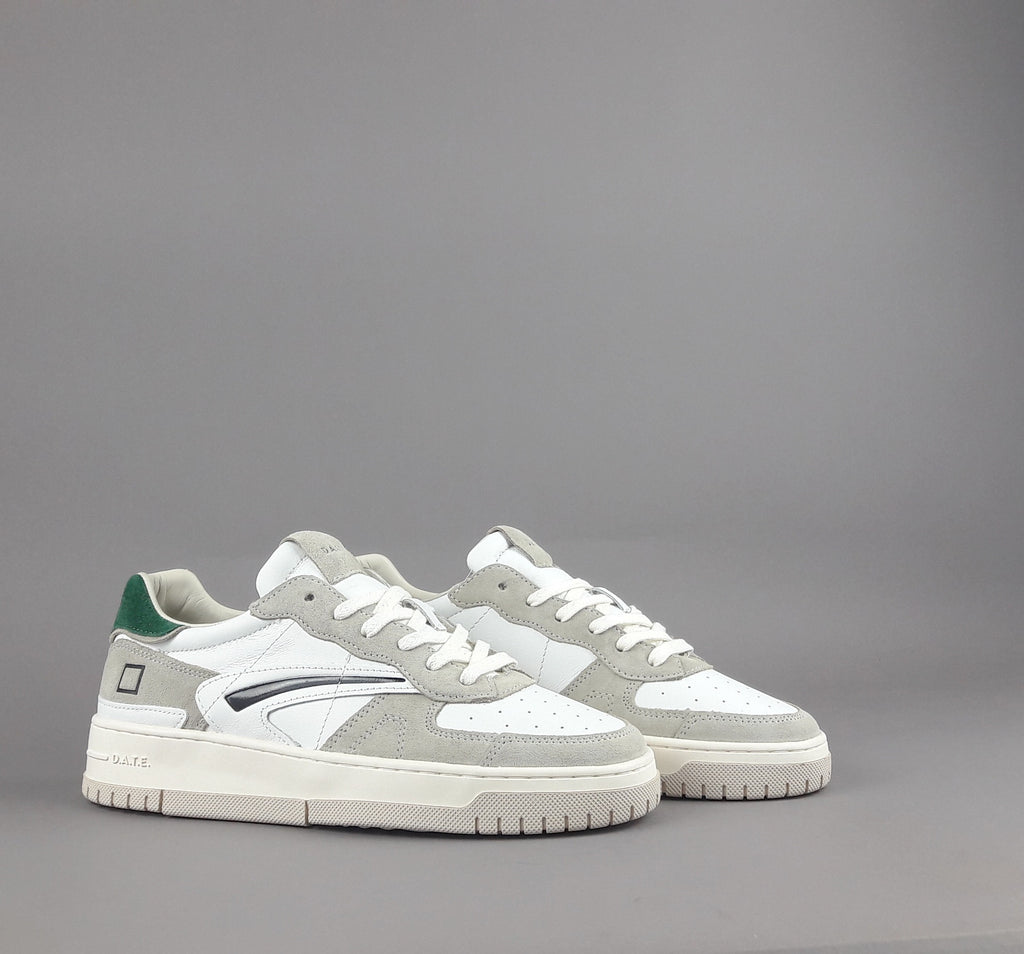 D.A.T.E. Sneakers Torneo Uomo Pelle Camoscio Bianco Grigio