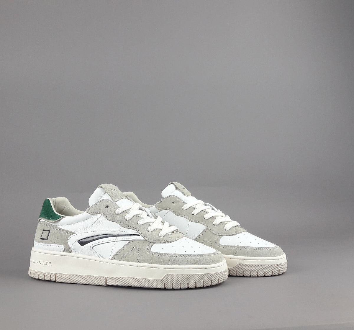 D.A.T.E. Sneakers Torneo Uomo Pelle Camoscio Bianco Grigio