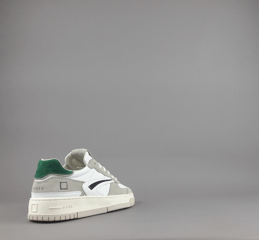 D.A.T.E. Sneakers Torneo Uomo Pelle Camoscio Bianco Grigio