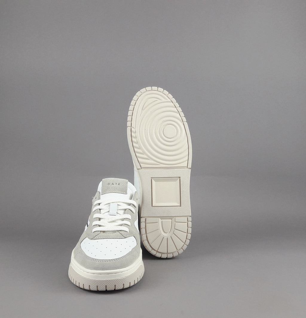 D.A.T.E. Sneakers Torneo Uomo Pelle Camoscio Bianco Grigio
