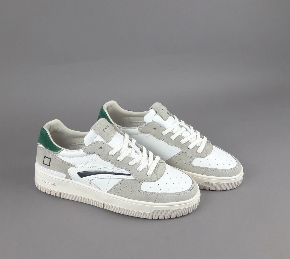 D.A.T.E. Sneakers Torneo Uomo Pelle Camoscio Bianco Grigio
