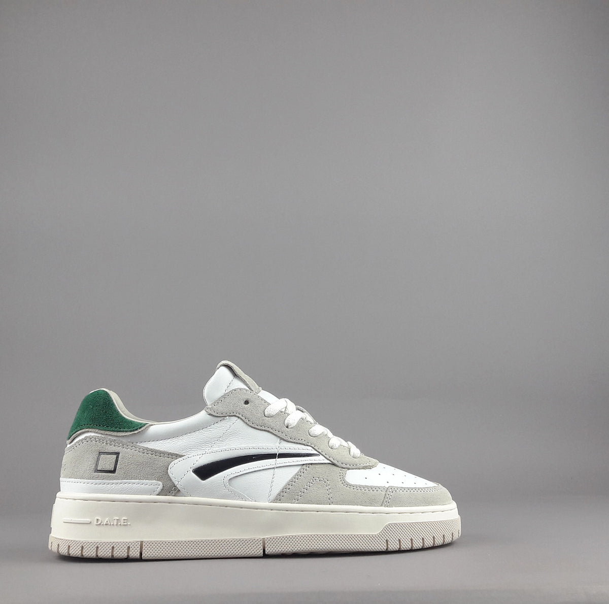 D.A.T.E. Sneakers Torneo Uomo Pelle Camoscio Bianco Grigio