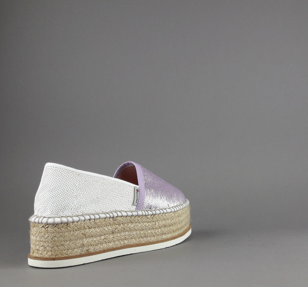 Espadrilles Scarpa Donna J.Moor Paillettes Lilla Bianco