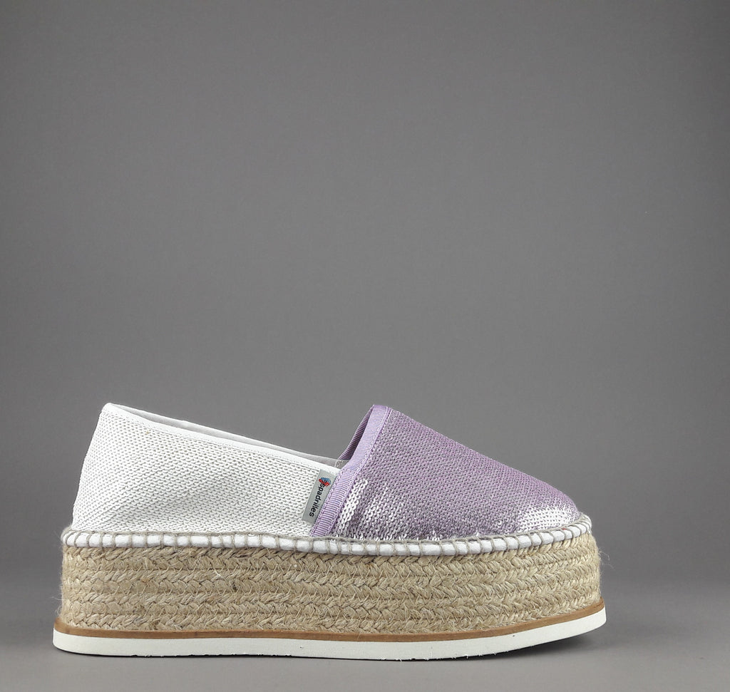 Espadrilles Scarpa Donna J.Moor Paillettes Lilla Bianco