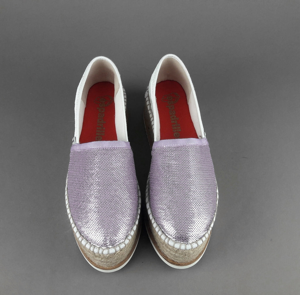 Espadrilles Scarpa Donna J.Moor Paillettes Lilla Bianco