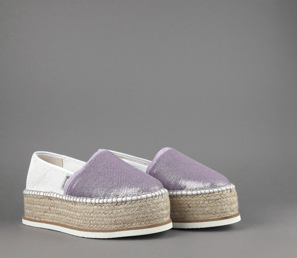 Espadrilles Scarpa Donna J.Moor Paillettes Lilla Bianco
