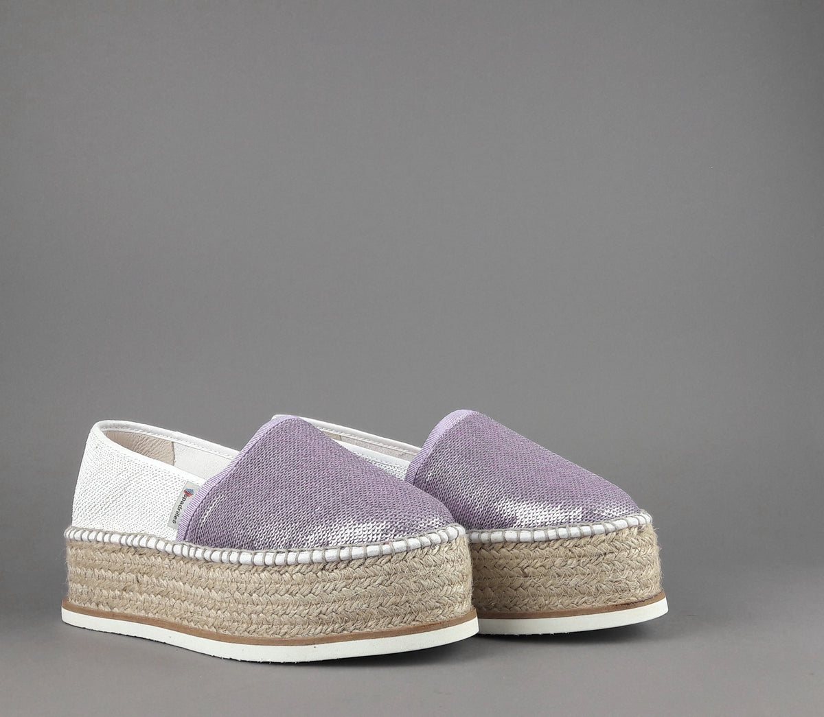 Espadrilles Scarpa Donna J.Moor Paillettes Lilla Bianco