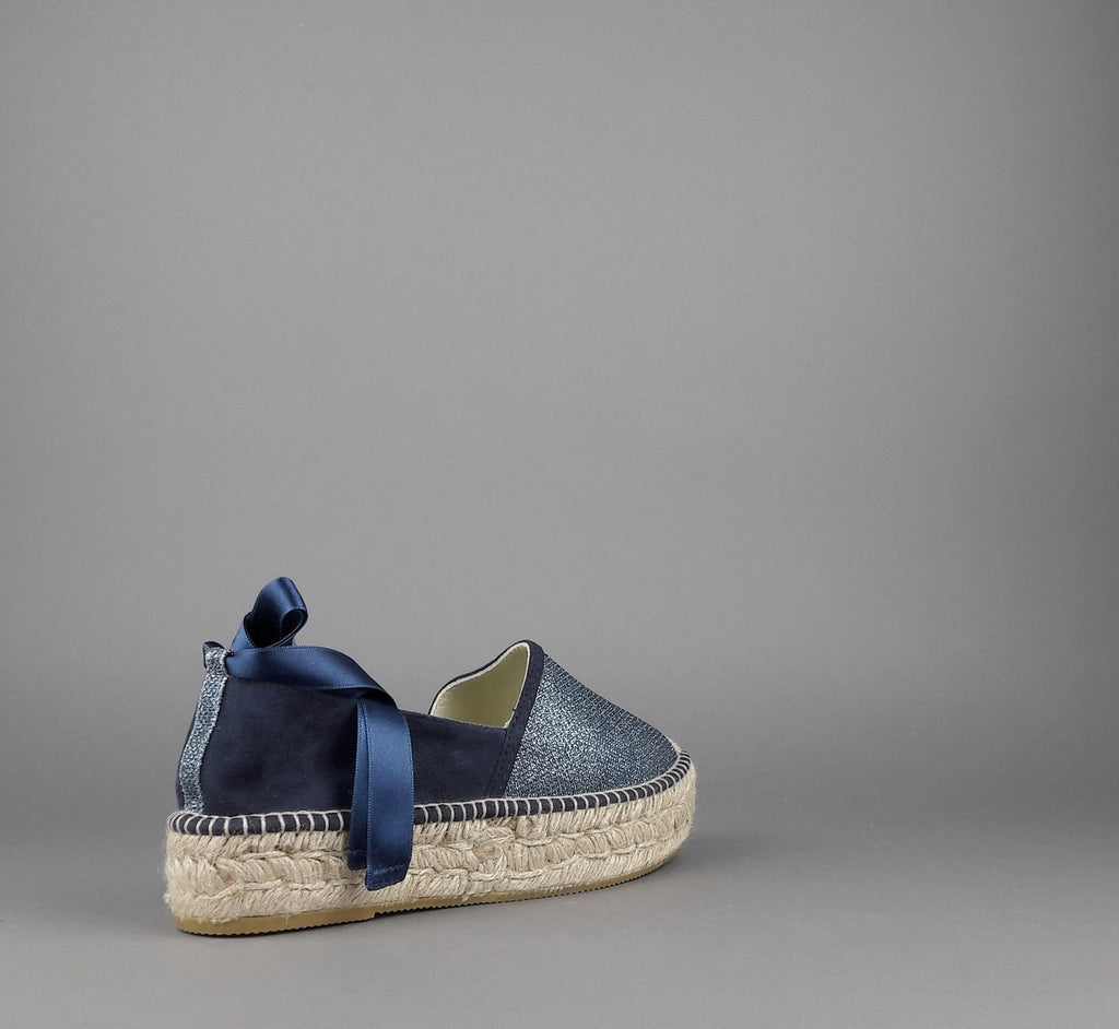 Espadrilles Scarpa Donna Tessuto Lurex E Camoscio Blu