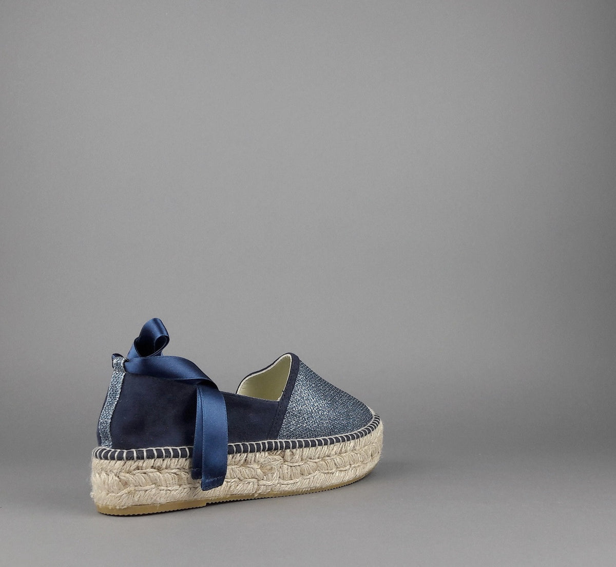 Espadrilles Scarpa Donna Tessuto Lurex E Camoscio Blu