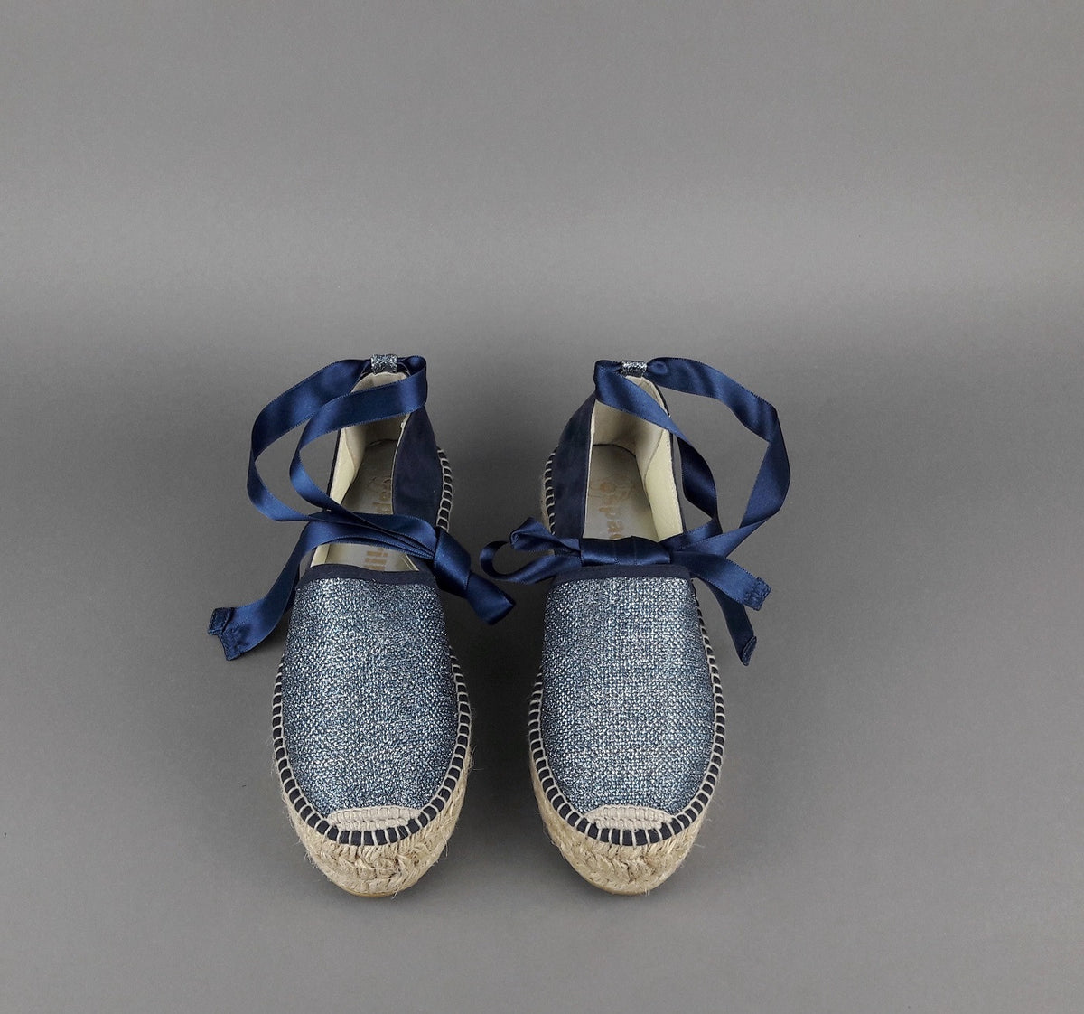 Espadrilles Scarpa Donna Tessuto Lurex E Camoscio Blu