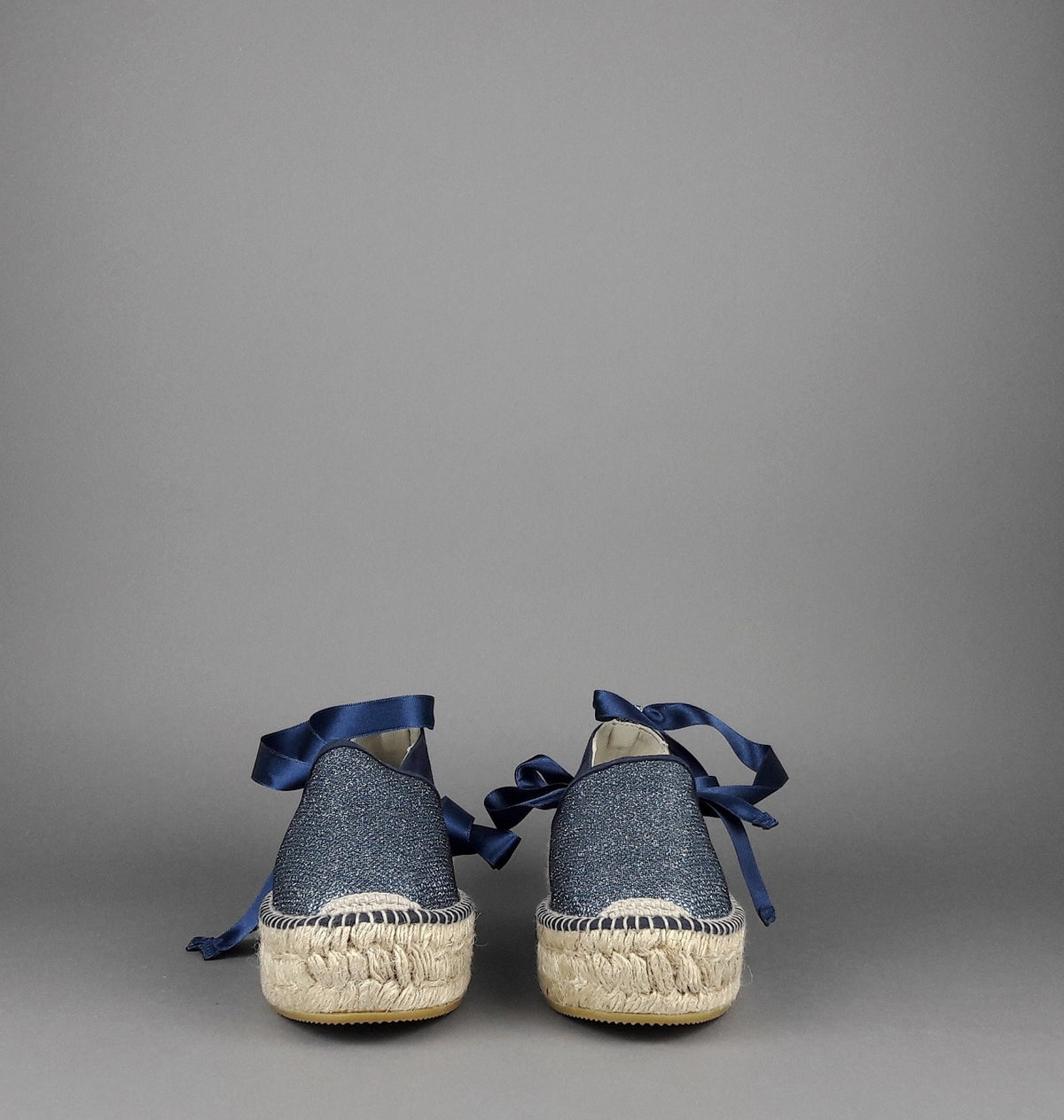 Espadrilles Scarpa Donna Tessuto Lurex E Camoscio Blu