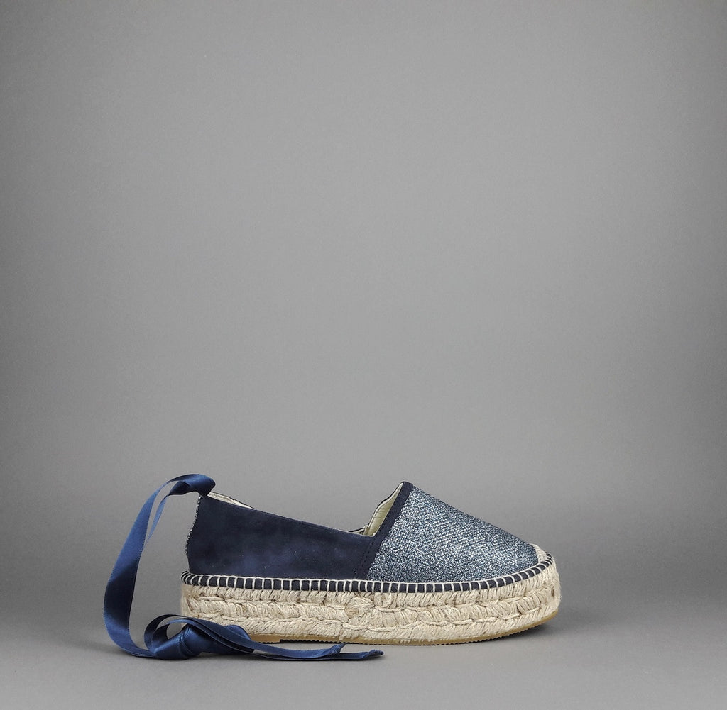 Espadrilles Scarpa Donna Tessuto Lurex E Camoscio Blu