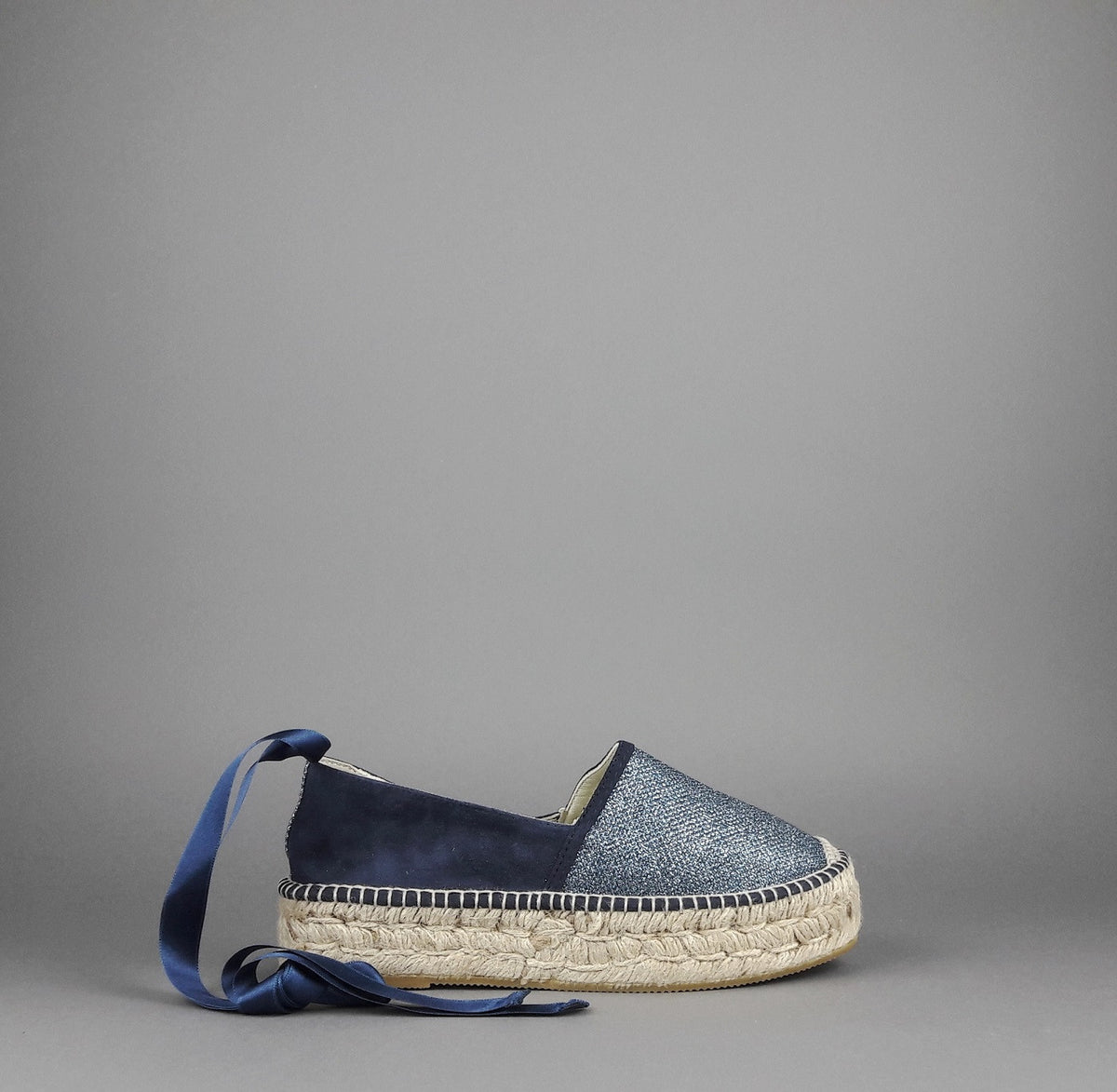 Espadrilles Scarpa Donna Tessuto Lurex E Camoscio Blu
