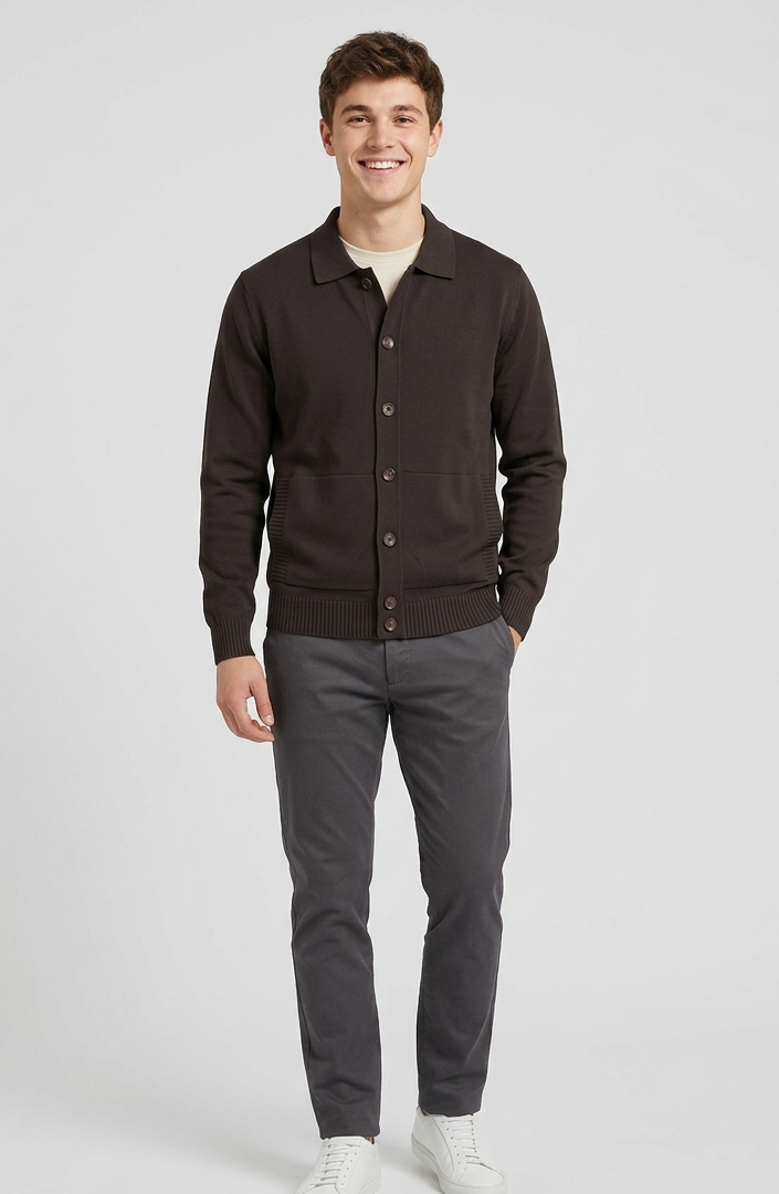 Filippo De Laurentiis Blusotto Uomo Cotone Marrone Scuro