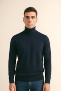 Filippo De Laurentiis Maglia Uomo Collo Alto Lana Blu Scuro