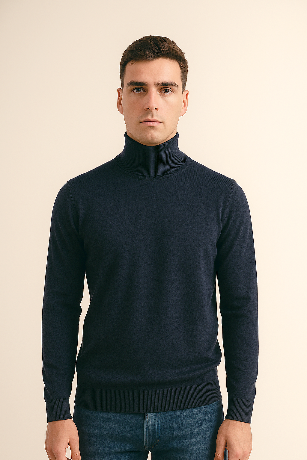 Filippo De Laurentiis Maglia Uomo Collo Alto Lana Blu Scuro