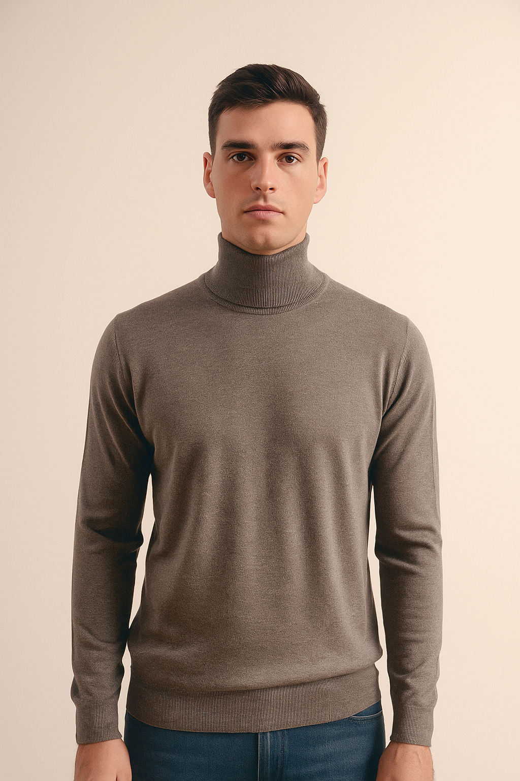 Filippo De Laurentiis Maglia Uomo Collo Alto Lana Talpa Scuro