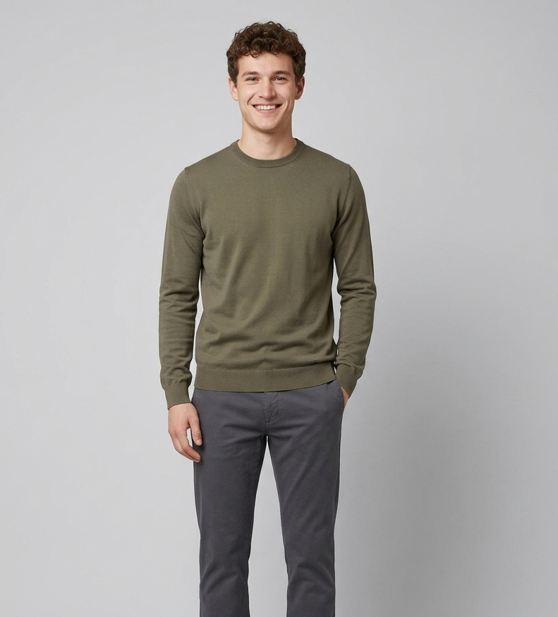 Filippo De Laurentiis Maglia Uomo Cotone Verde Militare Tenue