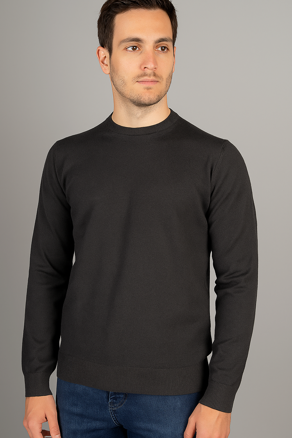 Filippo De Laurentiis Maglia Uomo Lana Merino Tintocapo Antracite