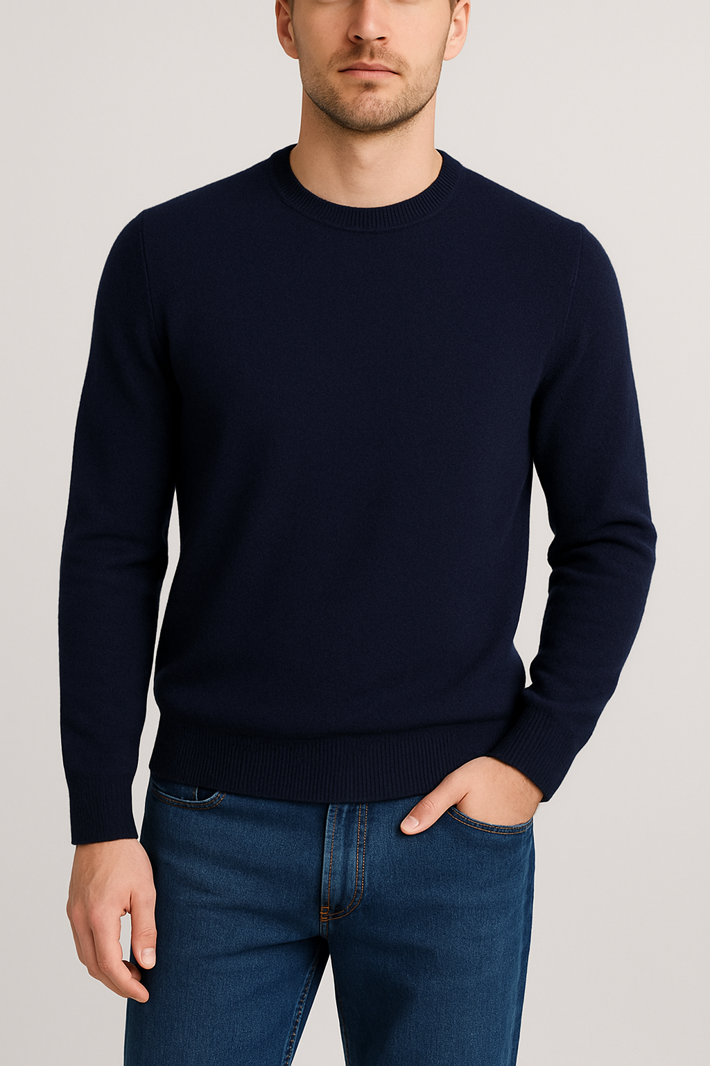 Filippo De Laurentiis Maglia Uomo Lana Merino Tintocapo Blu Scuro