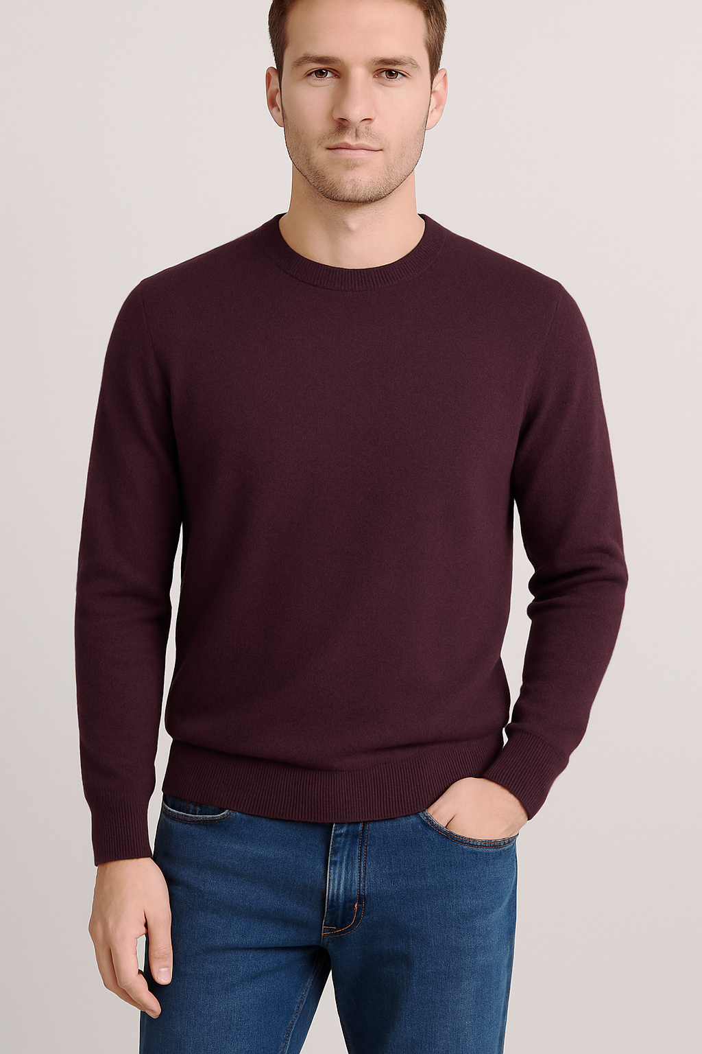 Filippo De Laurentiis Maglia Uomo Lana Merino Tintocapo Bordeaux