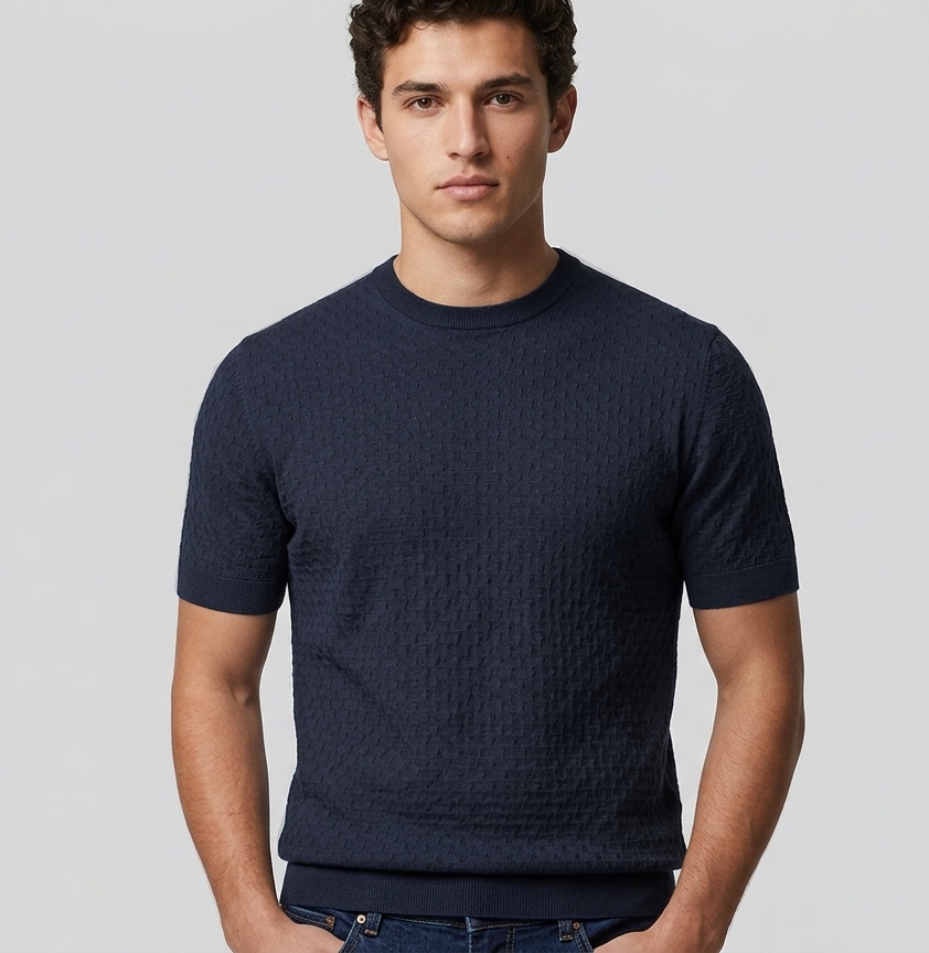 Filippo De Laurentiis Maglia Uomo Manica Corta Cotone Blu Scuro