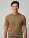Filippo De Laurentiis Maglia Uomo Manica Corta Cotone Cammello