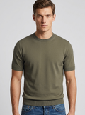 Filippo De Laurentiis Maglia Uomo Manica Corta Cotone Verde Militare