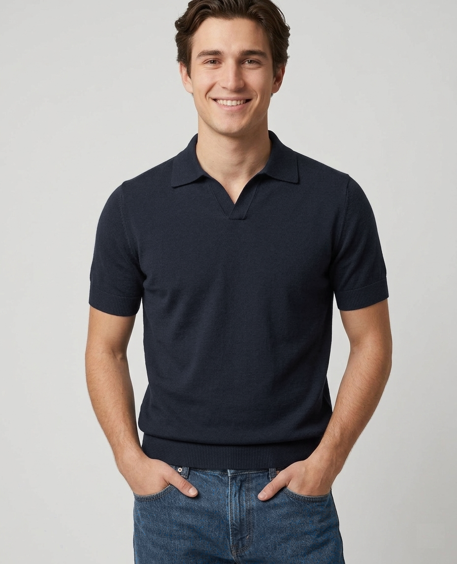 Filippo De Laurentiis Polo Uomo Manica Corta Cotone Blu Scuro